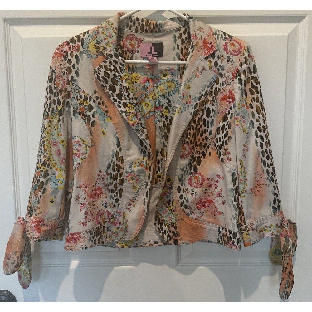 Women’s JL New York Cheetah Floral Blazer Jacket - Size 6